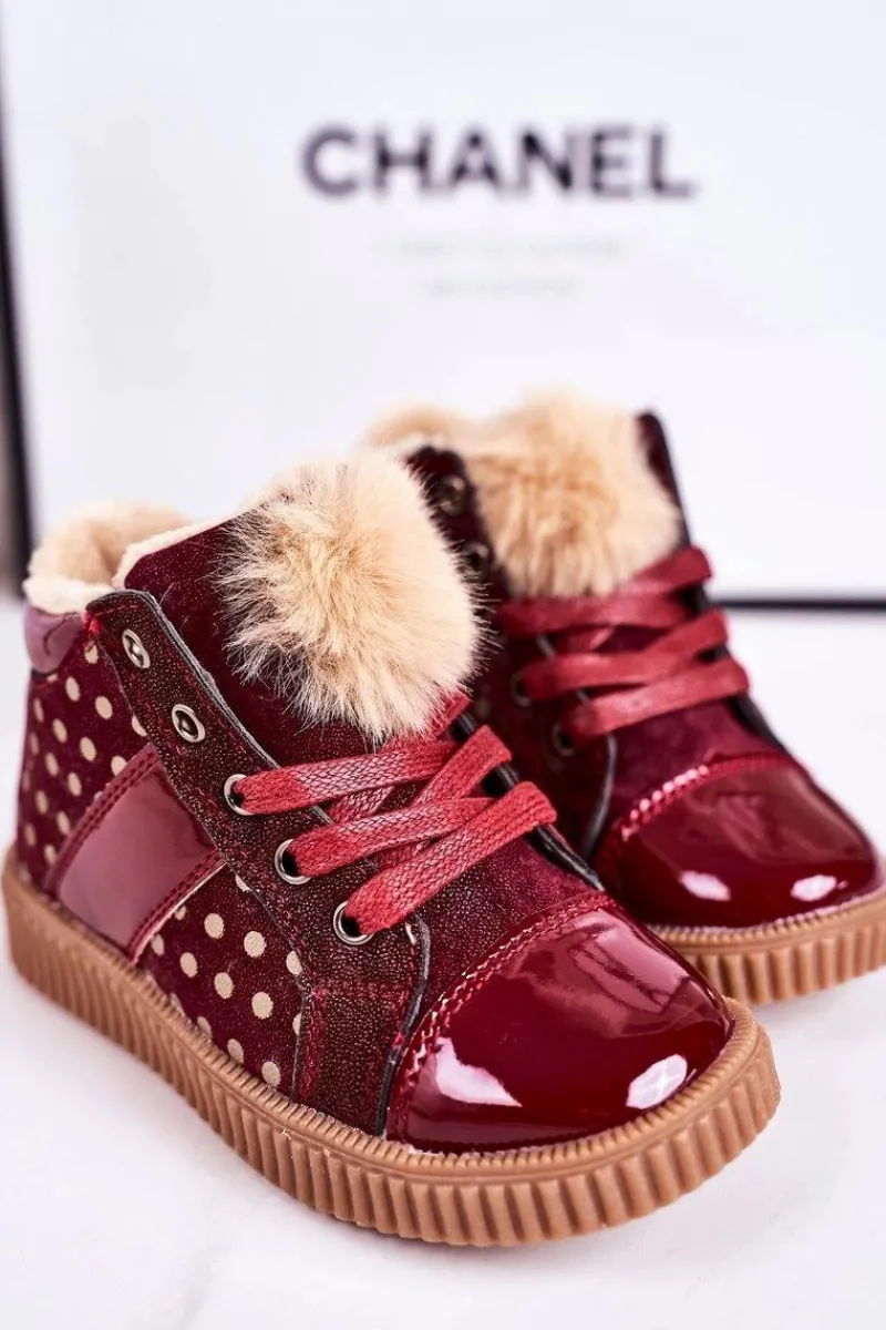 Discount Boto Dziecięce Ocieplane Botki Trampki W Groszki Czerwone Anastasia