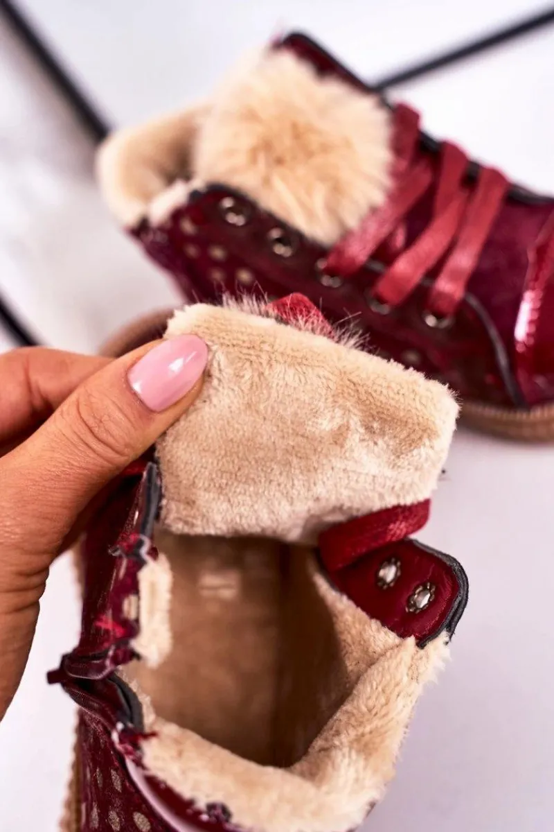 Discount Boto Dziecięce Ocieplane Botki Trampki W Groszki Czerwone Anastasia