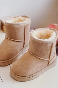 Dziewczęce|Chłopięce></noscript>Boto Dziecięce Ocieplane Botki Śniegowce Beżowe Gooby