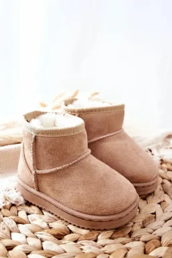 Dziewczęce|Chłopięce></noscript>Boto Dziecięce Ocieplane Botki Śniegowce Beżowe Gooby