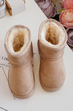 Dziewczęce|Chłopięce></noscript>Boto Dziecięce Ocieplane Botki Śniegowce Beżowe Gooby