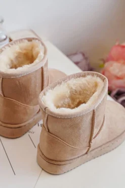 Dziewczęce|Chłopięce></noscript>Boto Dziecięce Ocieplane Botki Śniegowce Beżowe Gooby