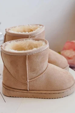 Dziewczęce|Chłopięce></noscript>Boto Dziecięce Ocieplane Botki Śniegowce Beżowe Gooby