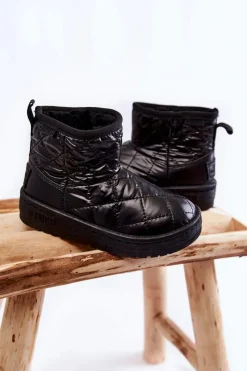 Hot Dziecięce Ocieplane Botki Śniegowce Big Star KK374242 Czarne Dzieci Dziewczęce|Dziewczęce