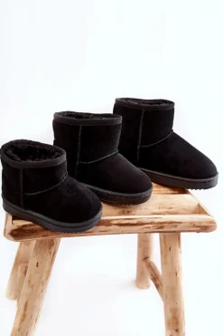 New Dziecięce Ocieplane Botki Śniegowce Czarne Gooby Dzieci Dziewczęce|Chłopięce