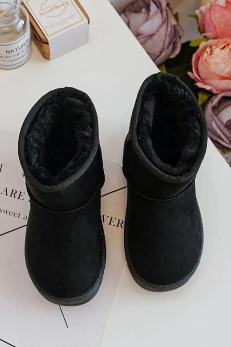 New Dziecięce Ocieplane Botki Śniegowce Czarne Gooby Dzieci Dziewczęce|Chłopięce