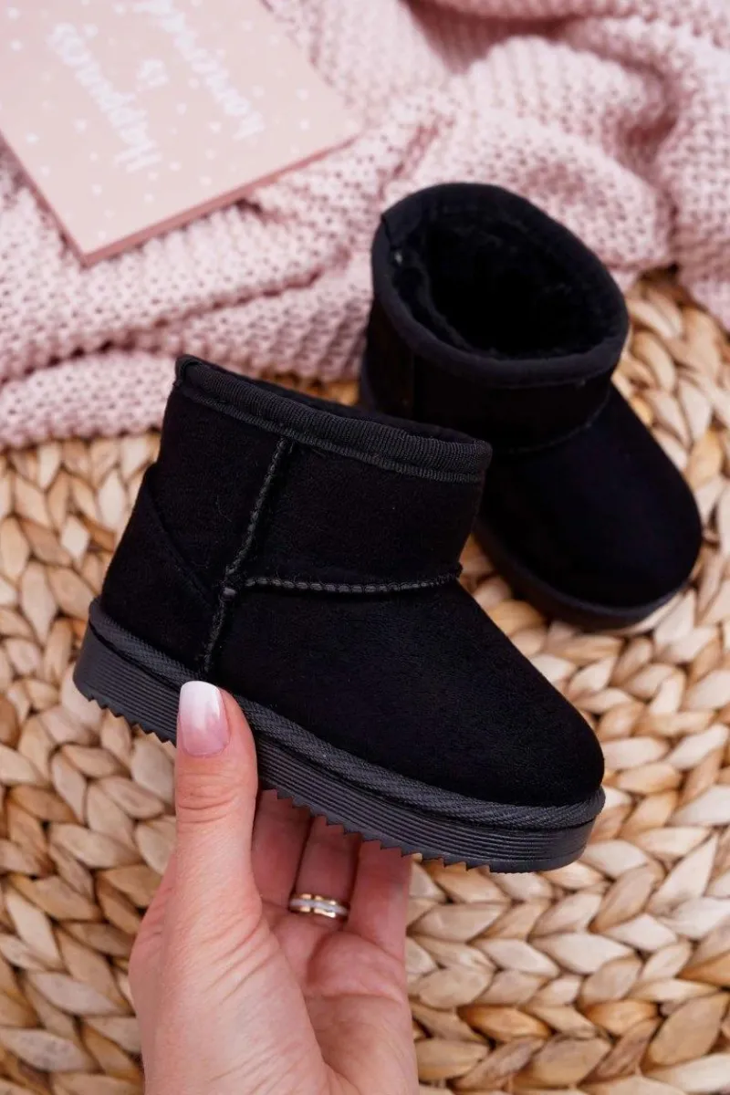New Dziecięce Ocieplane Botki Śniegowce Czarne Gooby Dzieci Dziewczęce|Chłopięce
