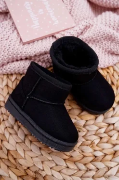 New Dziecięce Ocieplane Botki Śniegowce Czarne Gooby Dzieci Dziewczęce|Chłopięce