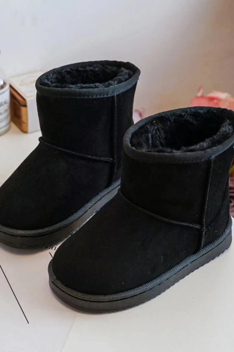 New Dziecięce Ocieplane Botki Śniegowce Czarne Gooby Dzieci Dziewczęce|Chłopięce