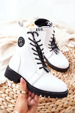 Dziewczęce>Evento Dziecięce Ocieplane Botki Workery Białe Rosalie