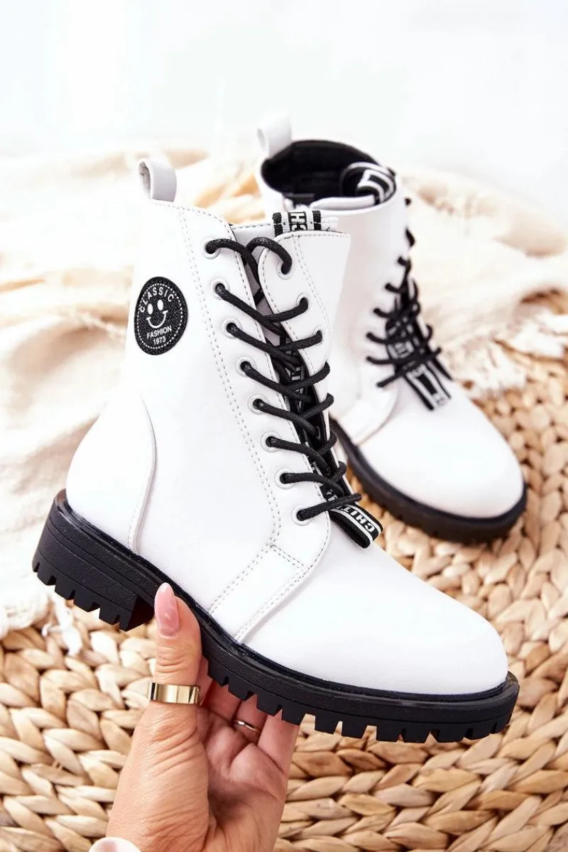 Dziewczęce>Evento Dziecięce Ocieplane Botki Workery Białe Rosalie