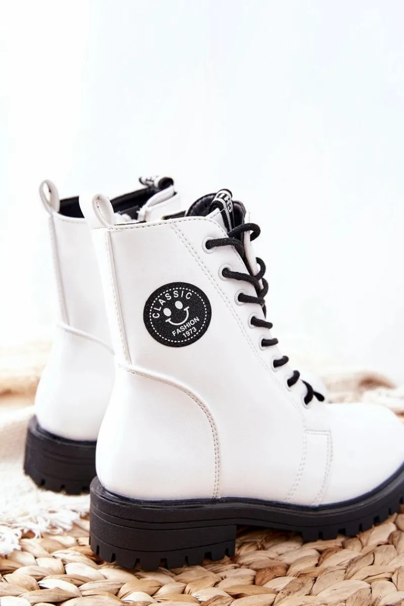 Dziewczęce>Evento Dziecięce Ocieplane Botki Workery Białe Rosalie