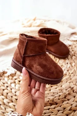 Hot Dziecięce Ocieplane Botki Śniegowce Brązowe Gooby Dzieci Dziewczęce|Chłopięce