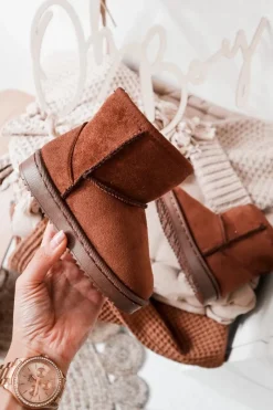 Hot Dziecięce Ocieplane Botki Śniegowce Brązowe Gooby Dzieci Dziewczęce|Chłopięce