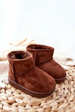 Hot Dziecięce Ocieplane Botki Śniegowce Brązowe Gooby Dzieci Dziewczęce|Chłopięce