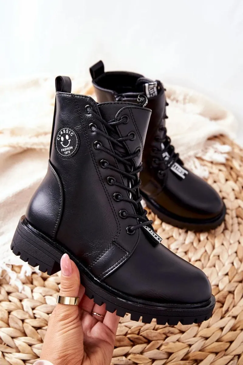 Hot Evento Dziecięce Ocieplane Botki Workery Czarne Rosalie