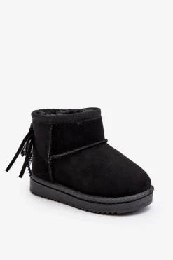 Dziewczęce|Dziewczęce>Boto Dziecięce Ocieplane Botki Śniegowce Z Frędzlami Czarne Mikyla Czarny