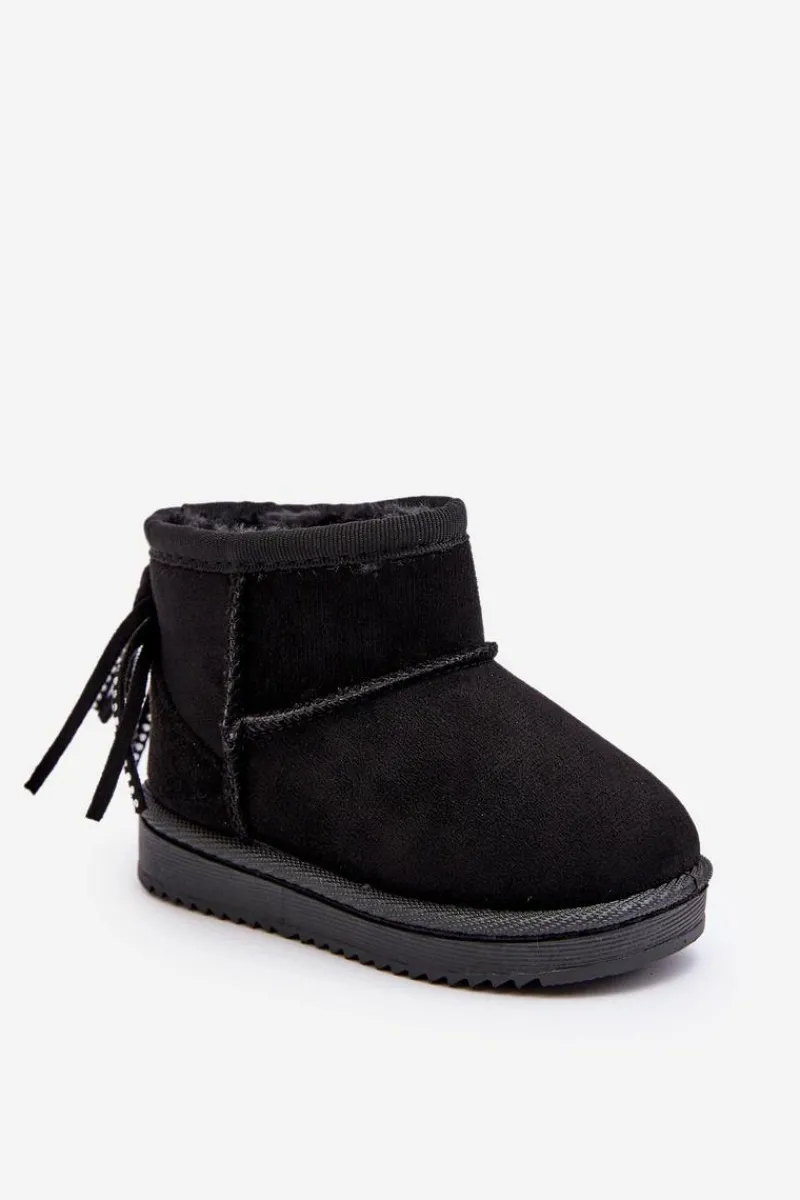 Dziewczęce|Dziewczęce>Boto Dziecięce Ocieplane Botki Śniegowce Z Frędzlami Czarne Mikyla Czarny