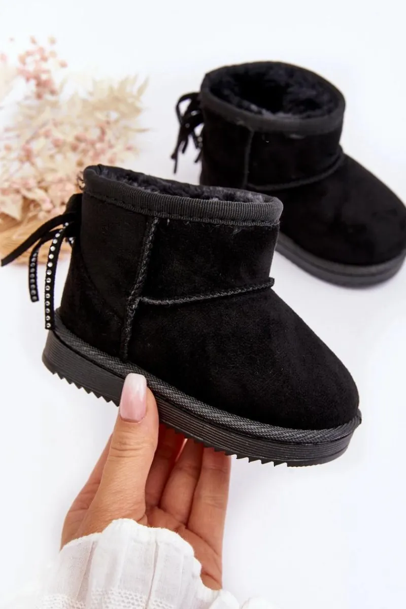 Dziewczęce|Dziewczęce>Boto Dziecięce Ocieplane Botki Śniegowce Z Frędzlami Czarne Mikyla Czarny