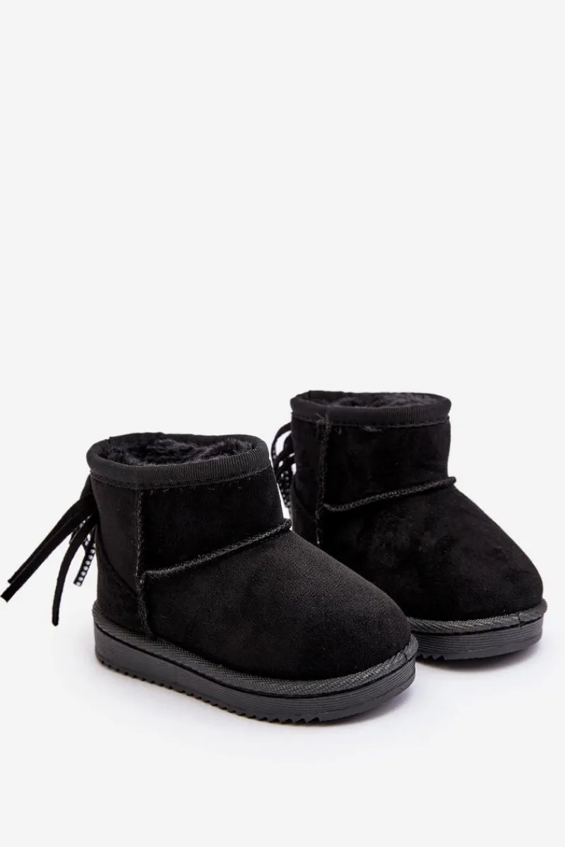 Dziewczęce|Dziewczęce>Boto Dziecięce Ocieplane Botki Śniegowce Z Frędzlami Czarne Mikyla Czarny