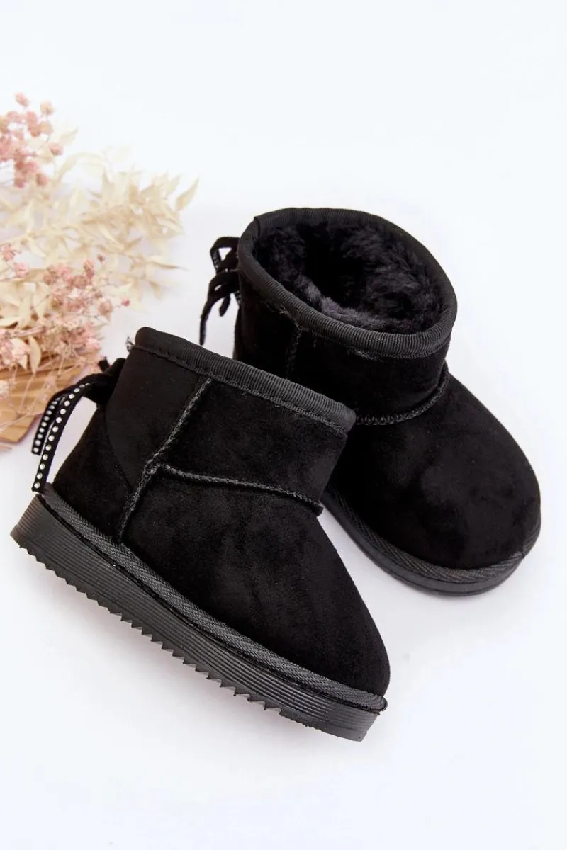 Dziewczęce|Dziewczęce>Boto Dziecięce Ocieplane Botki Śniegowce Z Frędzlami Czarne Mikyla Czarny