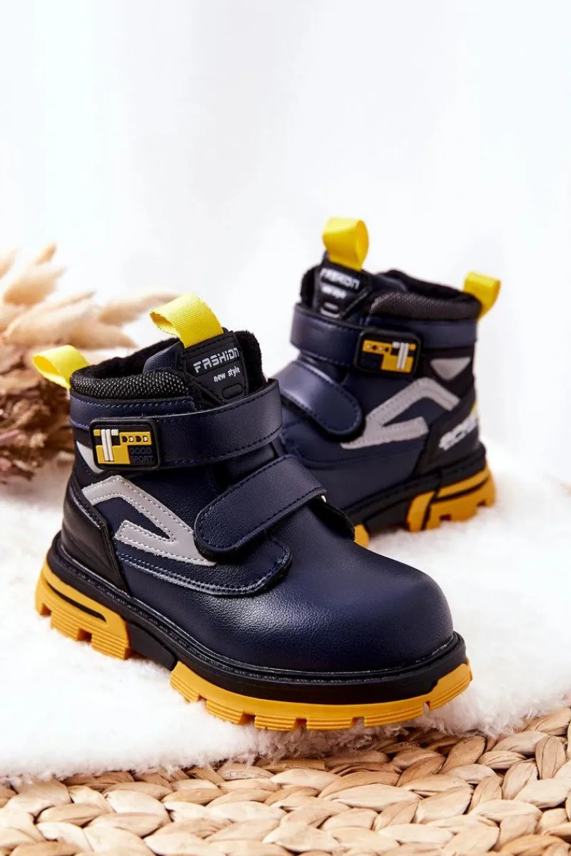 Chłopięce>Boto Dziecięce Ocieplane Botki Na Rzepy Granatowe Fruzio