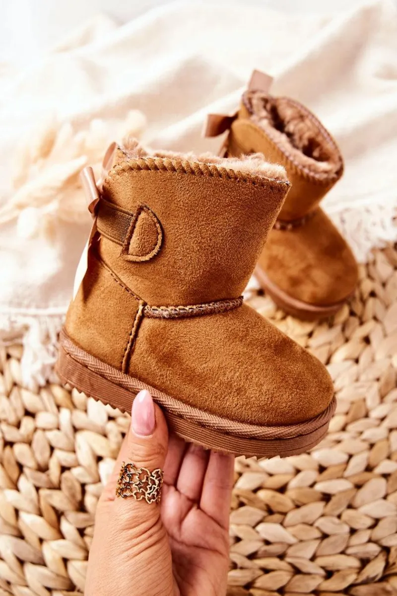 Outlet Dziecięce Ocieplane Botki Śniegowce Khaki Funky Dzieci Dziewczęce|Chłopięce