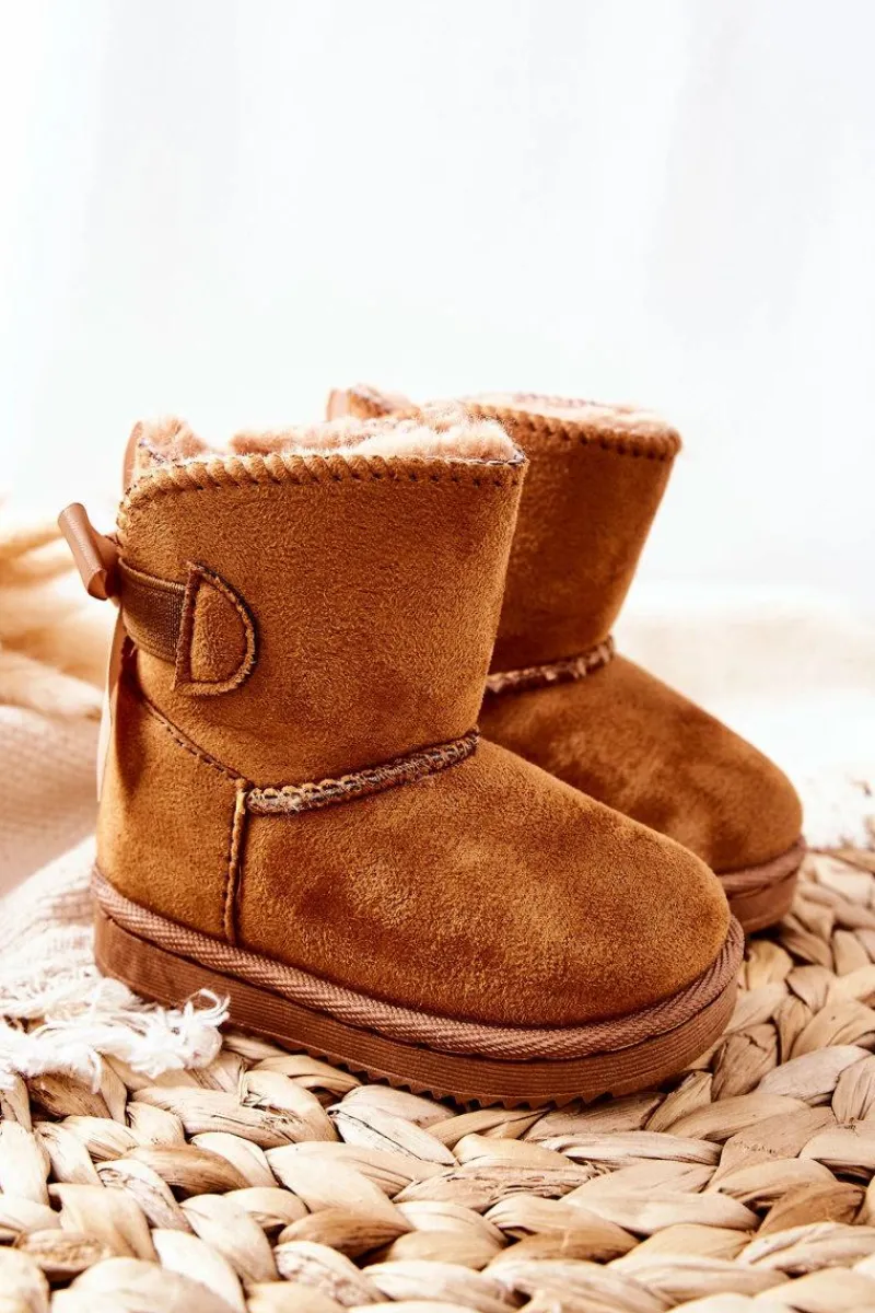 Outlet Dziecięce Ocieplane Botki Śniegowce Khaki Funky Dzieci Dziewczęce|Chłopięce