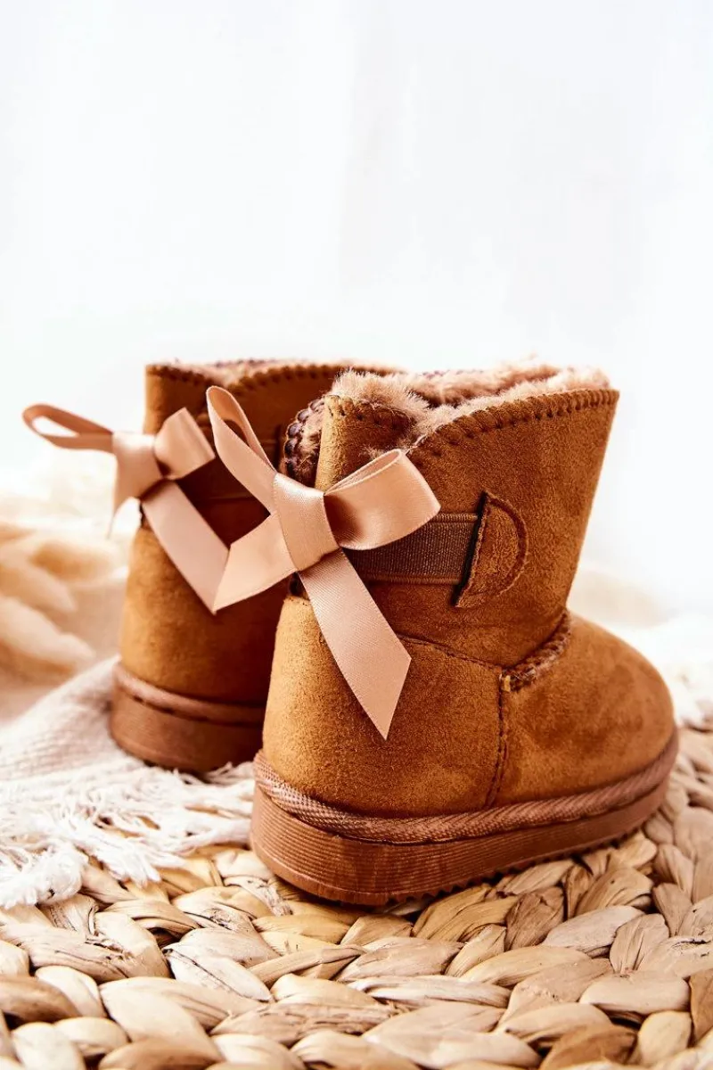 Outlet Dziecięce Ocieplane Botki Śniegowce Khaki Funky Dzieci Dziewczęce|Chłopięce