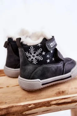 Sale Big Star Shoes Dziecięce Ocieplane Botki Na Rzepy Big Star KK374191 Czarne