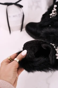 Sale Dziecięce Ocieplane Botki Z Futerkiem Nubuk Czarne Ella Dzieci Dziewczęce