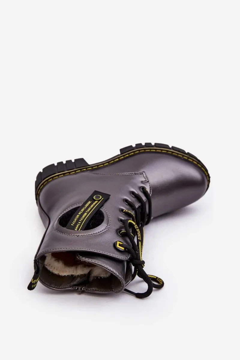 Dziewczęce>Evento Dziecięce Ocieplane Botki Trapery Szare Iomare