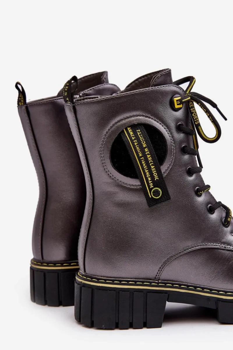 Dziewczęce>Evento Dziecięce Ocieplane Botki Trapery Szare Iomare