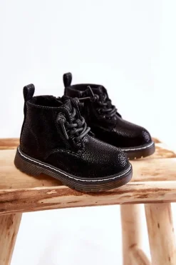 Dziewczęce>Boto Dziecięce Ocieplane Botki Na Suwak Czarne Betsy