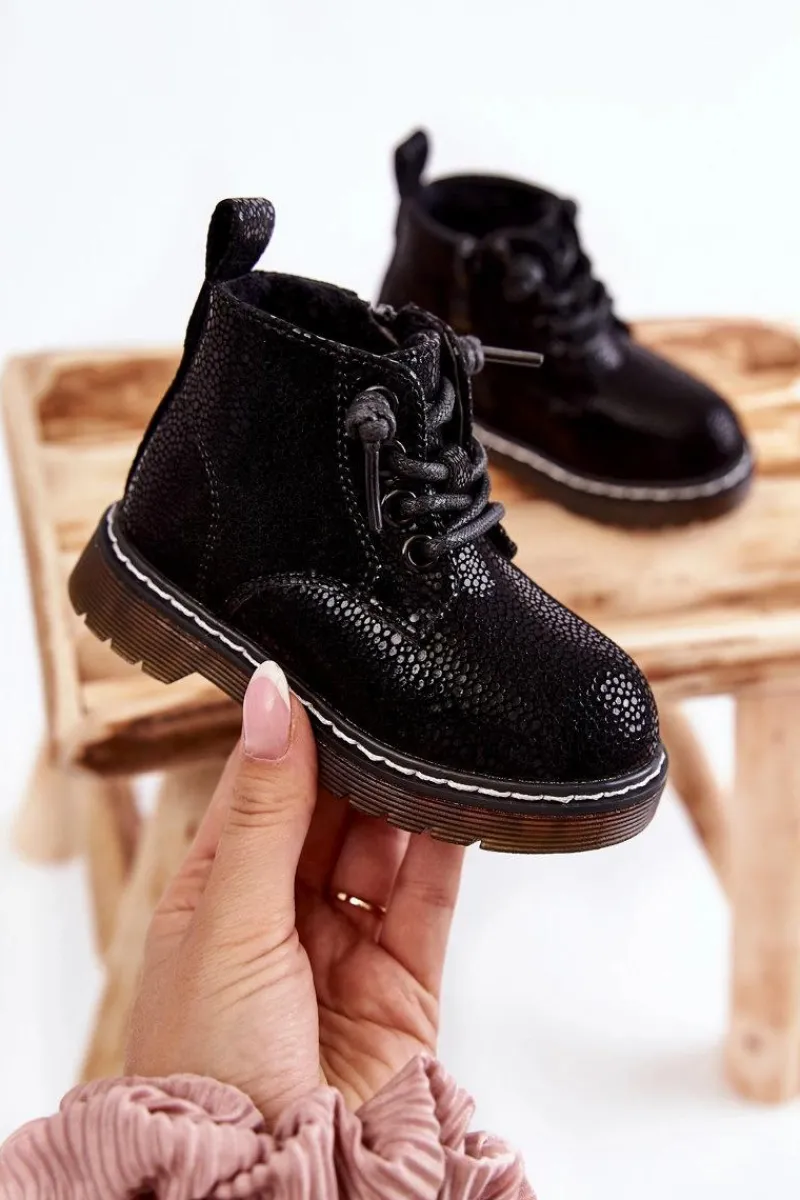 Dziewczęce>Boto Dziecięce Ocieplane Botki Na Suwak Czarne Betsy