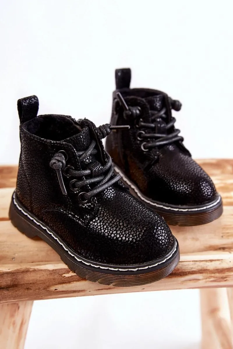 Dziewczęce>Boto Dziecięce Ocieplane Botki Na Suwak Czarne Betsy