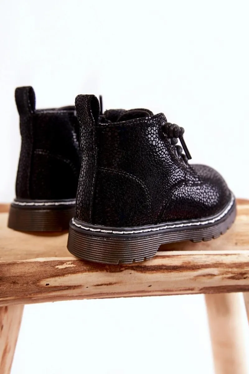 Dziewczęce>Boto Dziecięce Ocieplane Botki Na Suwak Czarne Betsy