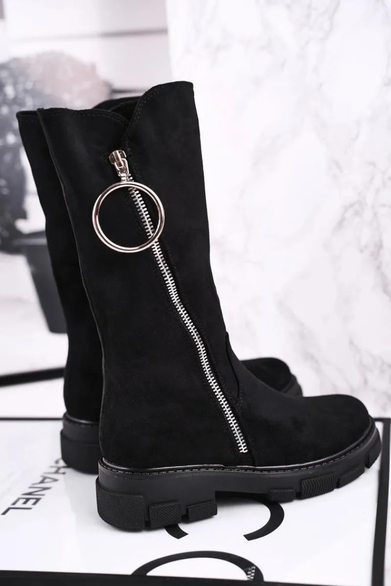 Clearance Boto Dziecięce Ocieplane Botki Kozaki Czarne Norabel