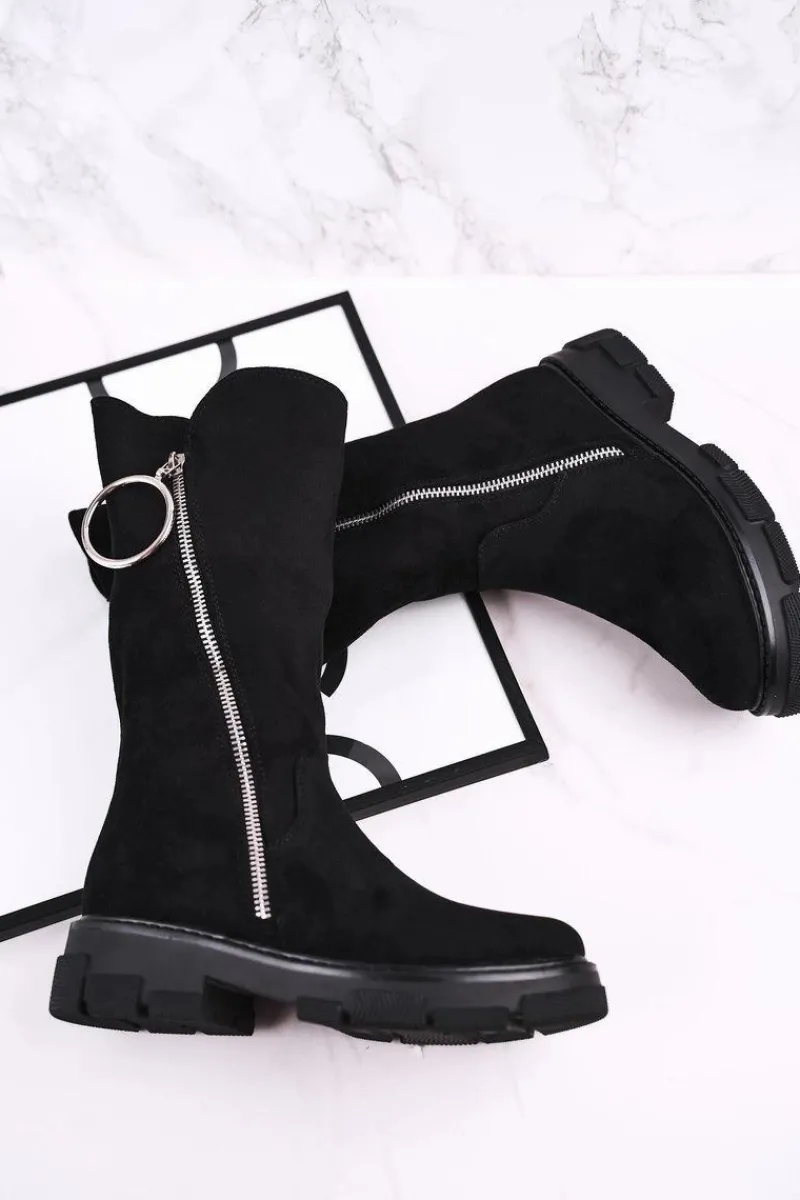 Clearance Boto Dziecięce Ocieplane Botki Kozaki Czarne Norabel