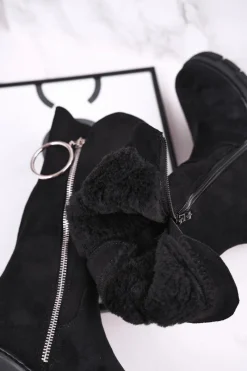 Clearance Boto Dziecięce Ocieplane Botki Kozaki Czarne Norabel