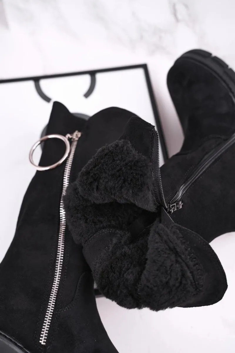 Clearance Boto Dziecięce Ocieplane Botki Kozaki Czarne Norabel