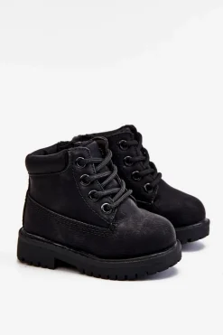 Discount Dziecięce Ocieplane Czarne Trapery Botki Dexter Dzieci Chłopięce|Dziewczęce