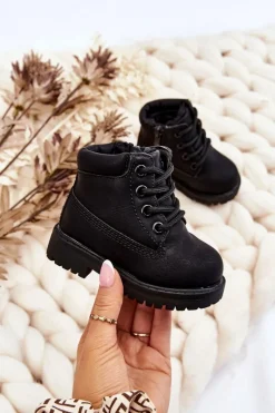 Discount Dziecięce Ocieplane Czarne Trapery Botki Dexter Dzieci Chłopięce|Dziewczęce