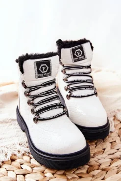 New Dziecięce Ocieplane Futerkiem Botki Białe Doreen Dzieci Dziewczęce