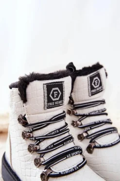 New Dziecięce Ocieplane Futerkiem Botki Białe Doreen Dzieci Dziewczęce