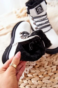 New Dziecięce Ocieplane Futerkiem Botki Białe Doreen Dzieci Dziewczęce