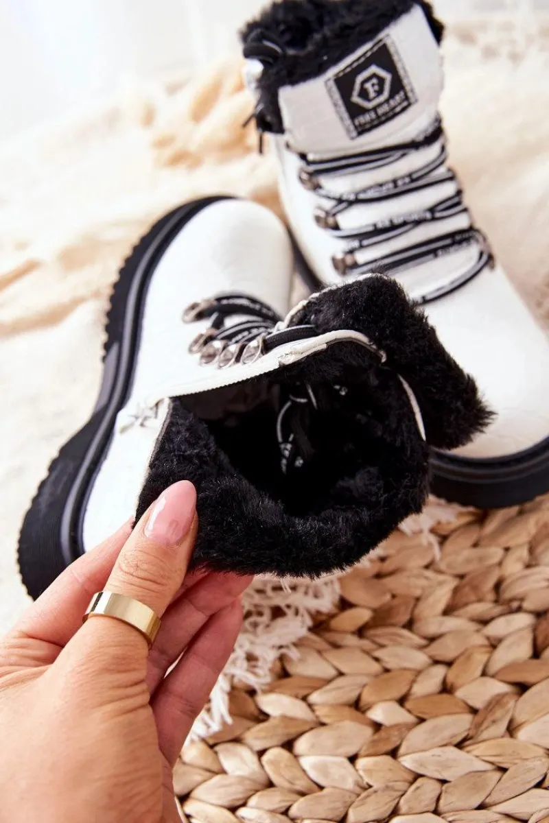 New Dziecięce Ocieplane Futerkiem Botki Białe Doreen Dzieci Dziewczęce