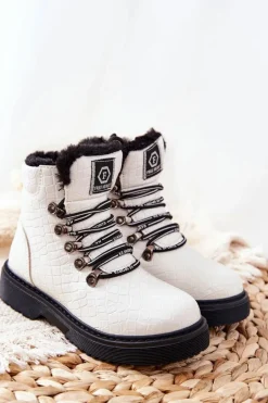 New Dziecięce Ocieplane Futerkiem Botki Białe Doreen Dzieci Dziewczęce