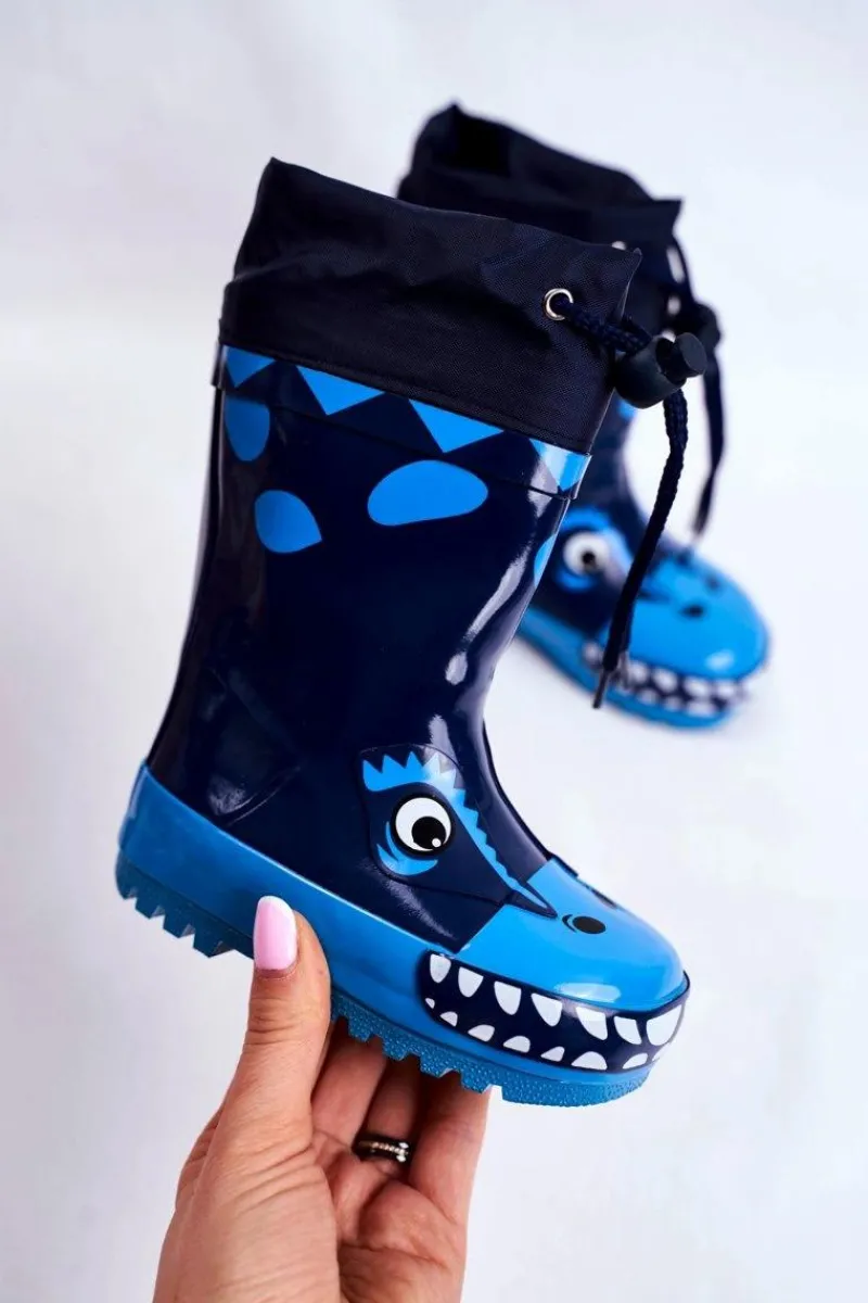 Online Boto Dziecięce Ocieplane Kalosze Ze Smokiem Granatowe Mordeso