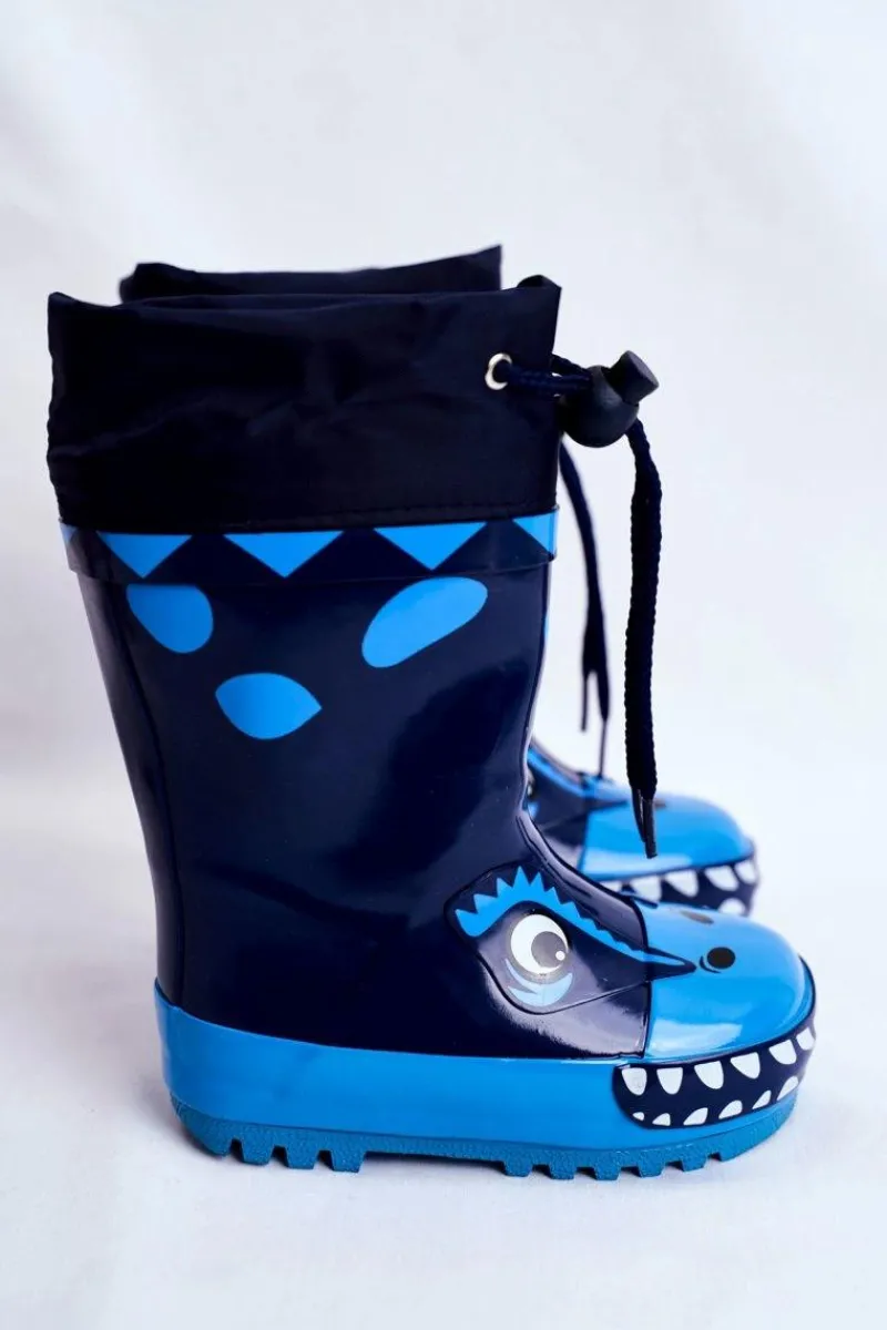 Online Boto Dziecięce Ocieplane Kalosze Ze Smokiem Granatowe Mordeso